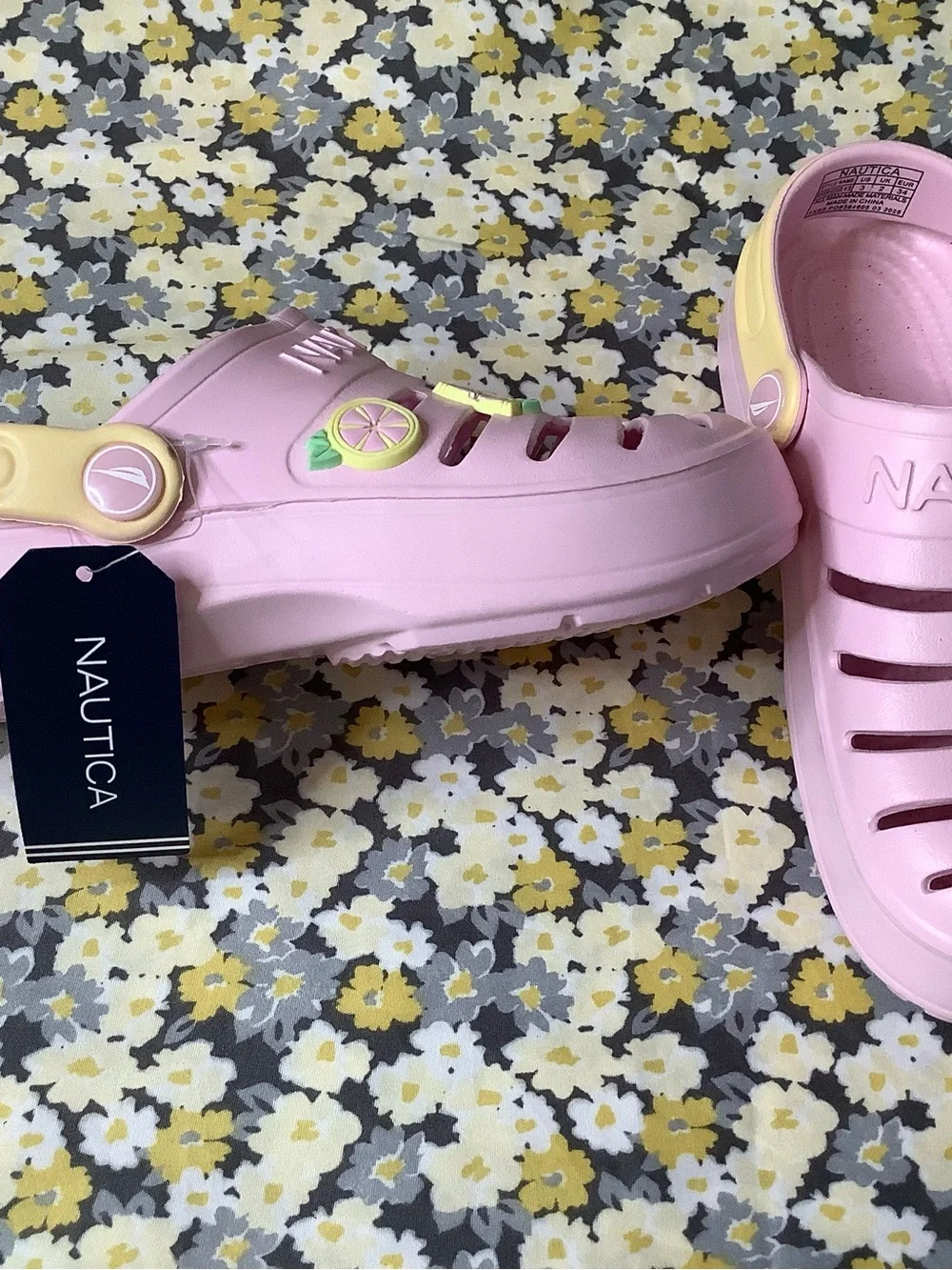 Nautica Kids Pink Slip-On Sandals with Lemon Charms